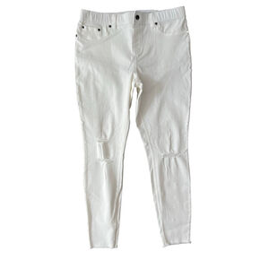 HUE White Ripped Knee Denim Jeggings Women's Large